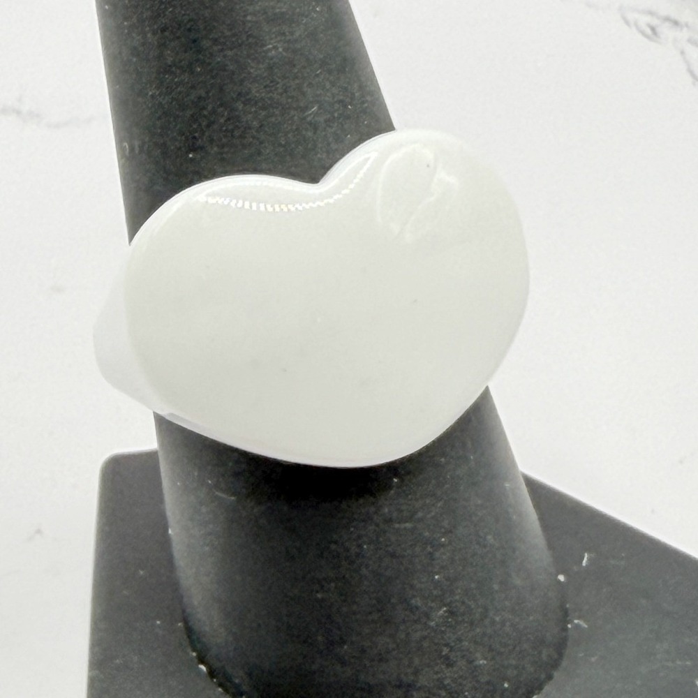 White Heart Acrylic Ring Size 6.5 Bold Statement Rings‎ Y2K Style